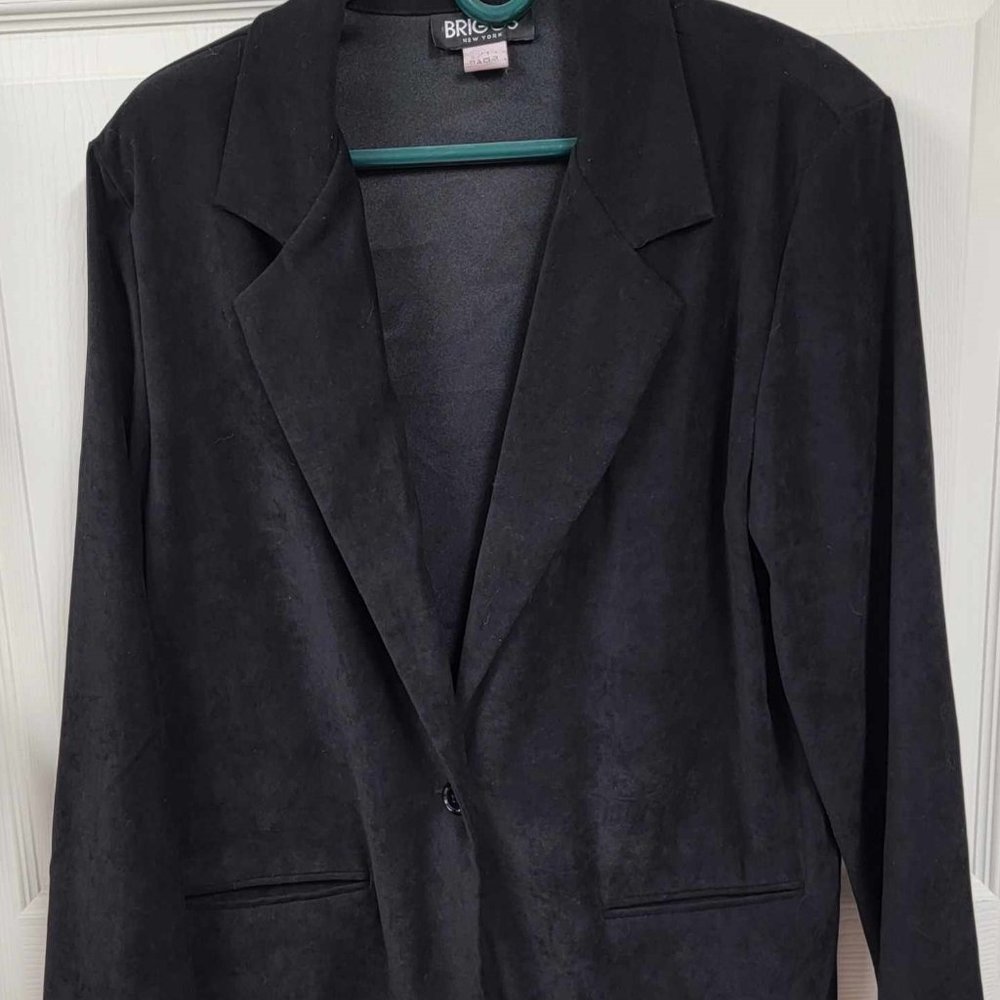 Briggs New York Velvety Black Dressy Blazer Tailored Jacket Size 14